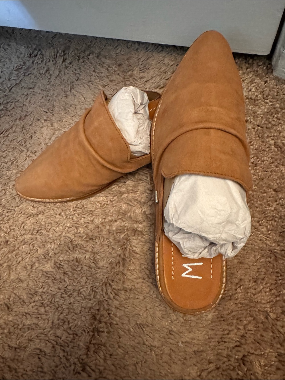 Musse & Cloud Tan Suede Pointed Toe Mules